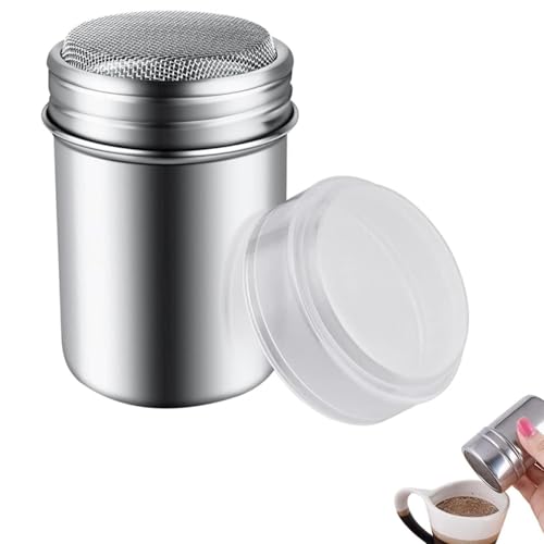 Icing Sugar Shaker, Flour Shaker with Lid, Cocoa Flour Chocolate Coffee Sifter Sprinkler Dredgers, Practical Kitchen Supplies Chocolate Shaker, Used for Powder Screening ﻿