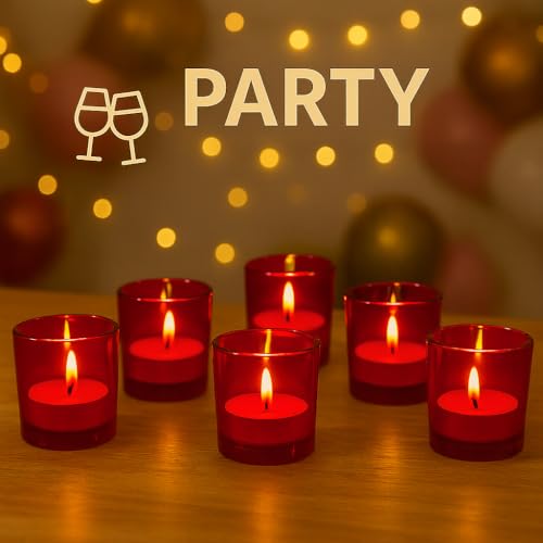 Image of Pure Source India Votive Glass- Pack of 6 | Decorative Tealight Holders with One Tea Light Candles for Home Decor, Diwali Decoration, Weeding Decor & Festive Lighting (Yellow)