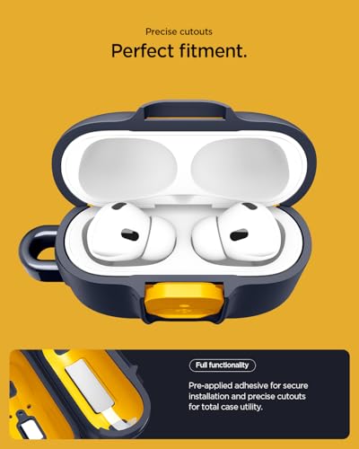 Image of Spigen for AirPods Pro 3 Case, Carabiner Included, Sleek Design, Light & Compact Cover, (Nano Pop) - Blueberry Navy