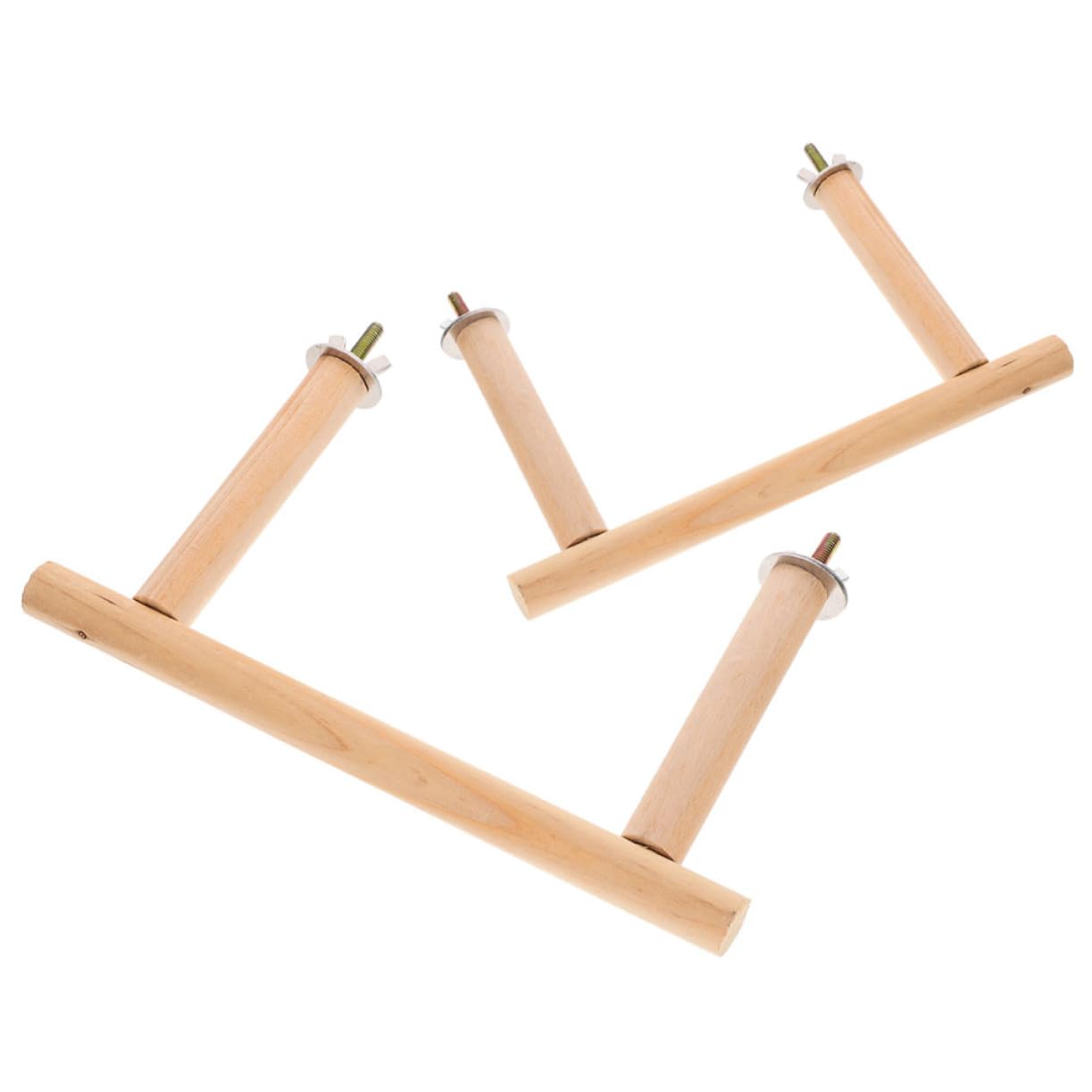 HANABASS 10piezas Soporte De Percha para Aves De Madera Natural De Juguete para Periquitos y Loros para Jaulas De Aves Estable y Duradero