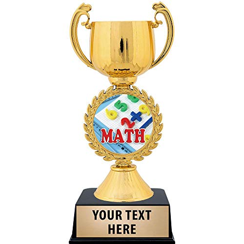 Crown Awards Personalized Math Trophy, 7.25" Gold Cup Mathematics Trophies for Kids with Free Custom Engraving 1 Pack