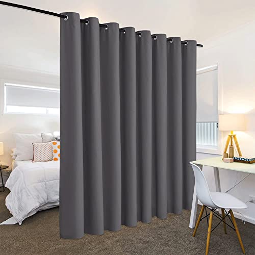 Image of RYB HOME Extra Wide Curtains for Divider Room Separation Soundproof Temporary Door Curtains for Bedroom Closet Office Home Theatre Garage Living Room Privacy Drop Cloth, W 180 x L 90 inches, Grey