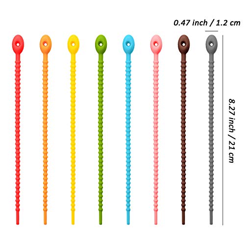 20 Pieces Colorful Silicone Ties Bag Clip, Cable Straps, Bread Tie, Reusable Rubber Twist Tie, All-Purpose Silicone Ties, Cable Ties, Silicone Cord, Household Snake Ties, Bag Sealing Clips