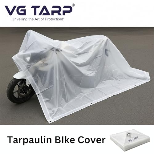 Image of 250 GSM HDPE Tarpaulin 6 X 9 Feet I Heavy-Duty Waterproof Non-Filler Sheet for Car Parking Shed, Tin Shed, Bike Cover, Outdoor Rainproof Tent, Garden, (Transparent) Eyelet on Every Corner