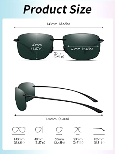 Image of JIM HALO Polarized Wrap Around Rimless Sunglasses for Men Women Sport Sun Glasses TR90 Unbreakable Frame for Driving Running Fishing, Polarized Green