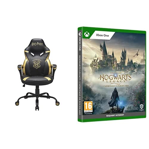 Fauteuil gaming Harry Potter ergonomique noir et or avec jeu Hogwarts Legacy