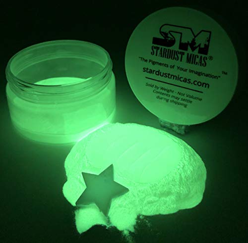 Green Glow in The Dark Pigment Powder, Luminous Green Glow Powder, UV Glow Powder for Soap Making, Resin Art, Make-up, Face Paint, Neon Glo Fingernail Polish Powders Stardust Micas