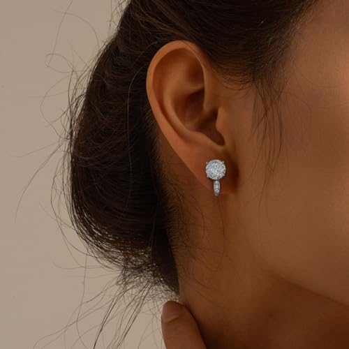 SELOVO 8MM Cubic Zirconia with Small Cz Clip On Stud Earrings Non Pierced Earrings for Women3