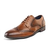 Bruno Marc Men's HUTCHINGSON_3 Camel Wingtip Oxford Dress Shoes Size 9.5 M US