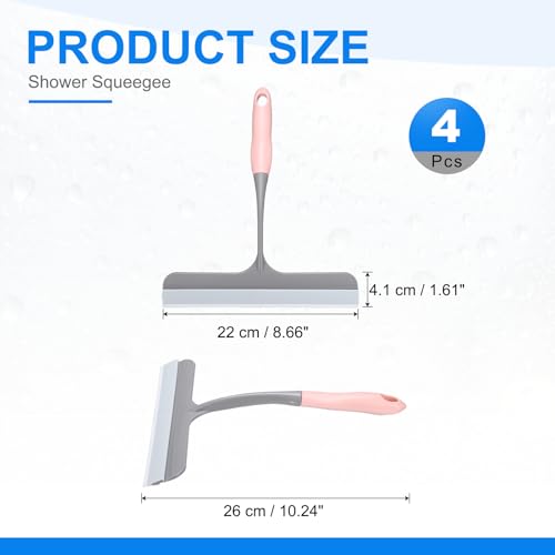 Limpiavidrios de silicona rosa de 9" QUARKZMAN para mamparas y espejos sin rastro de agua, 4 unidades 3