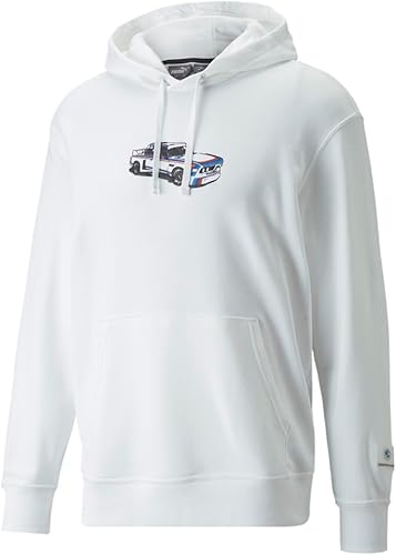 Miniatura 3 de PUMA Hombres Bmw M Motorsport declaración sudadera con capucha casual ropa de abrigo bolsillos casuales - blanco