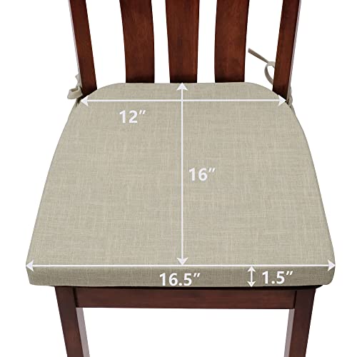 Tromlycs Chair Pads With Ties For Dining Room Chairs Set Of 4 High Density Foam Padded Cushion Non Slip U Shaped Kitchen Chair Seat Cushions 16X16.5 Inch White Beige #TOP2