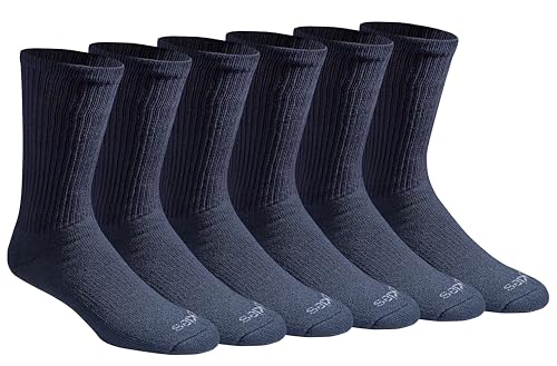 Dickies Men's Dri-Tech Essential Moisture Control Crew Socks Multipack, Essential Worker Navy (6 Pairs), Large