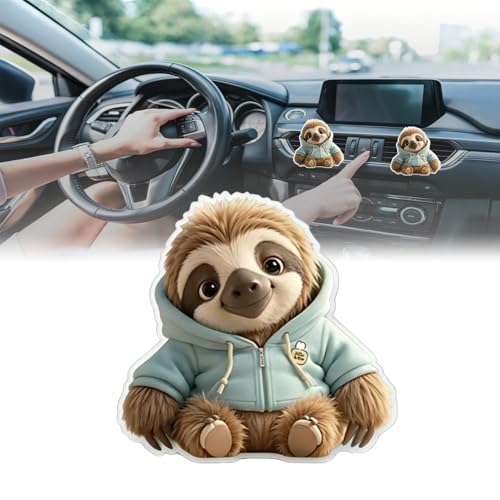 2026 New Acrylic Highland Bull Car Accessories, Vent Flat Decorations, Car Exhaust Pipe Clips, Cute Bull Gifts for Pet Day, Suitable for All Car Interior Types (2-Pack) (Sloth)