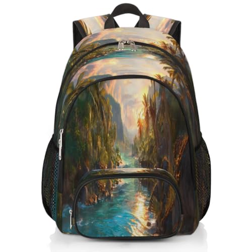 Sac à dos paysage tropical XXL de grande capacité pour ordinateur portable et voyage