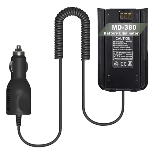 MD-380 Battery Eliminator Car Charger 12-24V for MD-380 GPS Radio Replacement for TYT MD-380UV Walkie Talkie Battery