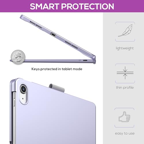 Image of typecase Touch iPad 11th 10th Generation Case with Keyboard (11 inch 2025, A16 & 10.9 inch 2022) - 360 Rotatable, 11-Color Backlit, Multi-Touch Trackpad, Pencil Holder, Thin & Light - Light Purple