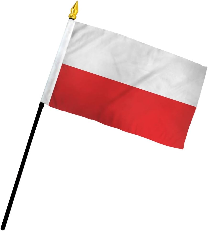 Poland 4x6in Stick Flag - 1 dozen pack