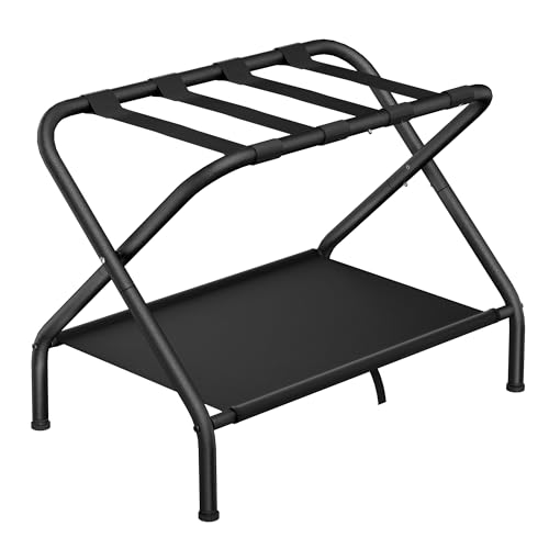 Recopilación de Soportes para maletas comprados en linea. 42 Jsluiiys - Portaequipajes, estante plegable de acero para carga, fácil de montar soporte de metal, estrecho, plegable, para habitación de invitados, recámara, estante de...