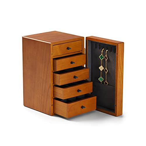 Rangement bijoux bois avec tiroir couches bague boucle d'oreille montre collier