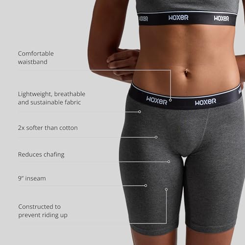 Image of Woxer Womens Boxers - Biker 9 inch Boy Shorts Underwear for Women, Modal Boxer Briefs, Chafe Free, Womens Underwear