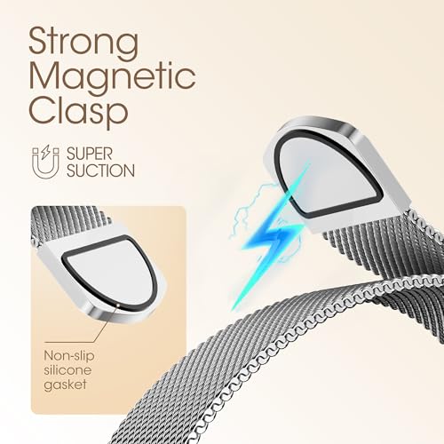 WADELIZ Ultra-Slim Milanese Loop Compatible with Apple Watch Band for Women 42mm 41mm 40mm 38mm 46mm 45mm 44mm, 14MM Width Metal Mesh Strap with Strong Magnetic Lock, Lightweight Breathable Replacement Band for iWatch Series SE 11 10 9 8 7 6 5 4 3 2 1 by WADELIZ - Used condition - Image 4