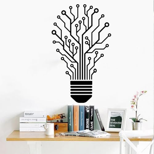 Vinilo Decorativo Pared Circuito Bombilla LED Negro 93x56cm