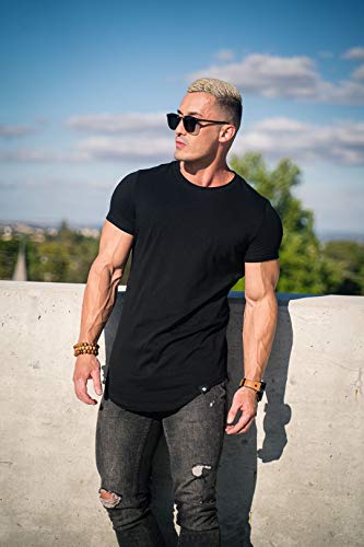 YoungLA Mens Designer Fitted T-Shirts Long Drop Cut Tee Workout Gym 4022
