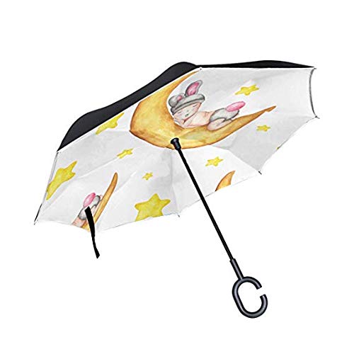 Parapluie inversé grand format résistant pluie double toile pliable