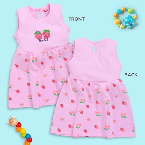 Image of LuvLap Baby Girl 100% Cotton Sleevless Girls Frock Pack of 3