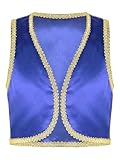 YEAHDOR Boys Arabian Prince Costumes Fairytale Cosplay Waistcoat Vest Halloween Party Fancy Dress Up Blue 16 Years
