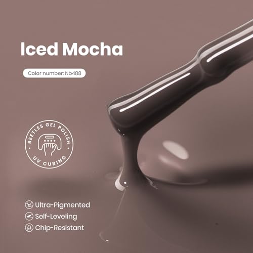Image of Beetles Brown Gel Nail Polish - Latte Routine HEMA-Free Gel Polish Coffee Light Long-Lasting Soak Off UV LED Fall Nails Art Home Neutral Taupe Nail Color, 8ml