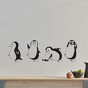 Schattige kleine pinguïn muurstickers woondecoratie kinderen woonkamer achtergrond decoratie muurschilderingen dier…