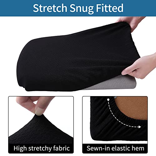 Smiry Seat Covers For Dining Room Chairs Stretch Jacquard Dining Room Chair Seat Covers Set Of 2, Black #TOP1
