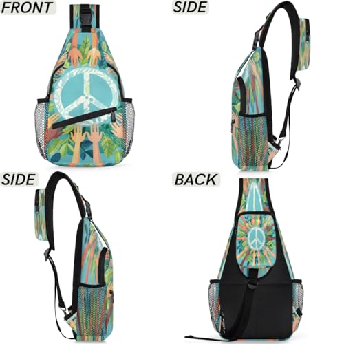 Bolso bandolera unisex para senderismo y viaje 7.9x3.5x14.2 pulg miniatura 6