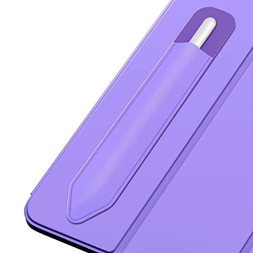 MoKo Pencil Holder Sticker for Apple Pencil Pro, Apple Pencil (USB-C), Apple Pencil 1st/2nd Generation, Elastic Pencil Case, Adhesive Pouch Attached to Pen Case, Purple