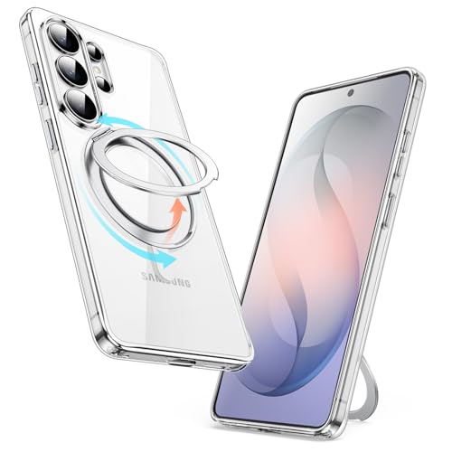 JETech Funda Anillo Giratorio 360 Grados para Samsung Galaxy S26 Ultra, Compatible con MagSafe, Carcasa Antigolpes Claro con Soporte & Porta Anillos (Transparente)