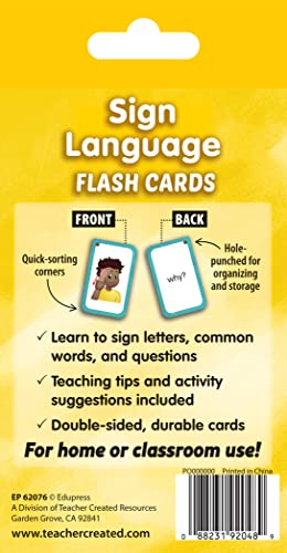 Teacher Created Resources Sign Language Flash Cards (Ep62076), White Medium #TOP5