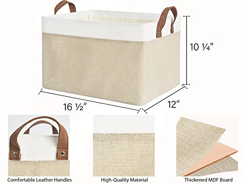 Storageworks Storage Bins For Closet With Metal Frame, Storage Baskets For Shelves, Rectangle Closet Baskets And Bins For Organizing, Grey And Brown, 2-Pack #TOP1