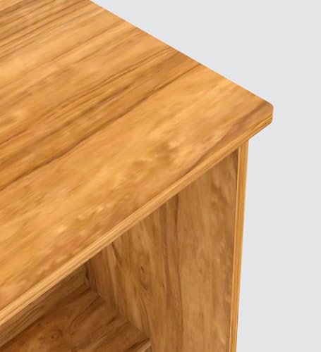 Image of Compact Study Desk with Storage Shelf, Natural Wood Finish, Space-Saving Home Office Table, 80x40x74 cm, DIY Assembly