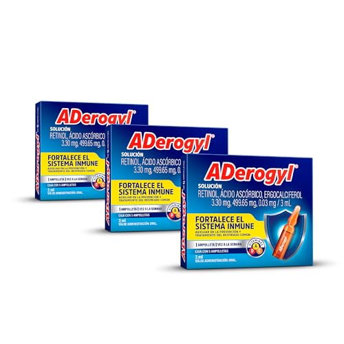 Vitamínicos, Pack Aderogyl Vitaminas A, C y D, 15 ampolletas de 3 ml