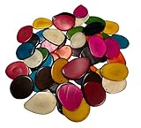 Jewelry Beads, Tagua Nut. Chips, Slides. Beading Jewelry Making Supplies. 100 Beads in 10 Colors. Top & Bottom Drilled. 10 x Each Color. Seed Beads. Pendant Connectors. Organic Natural Beads