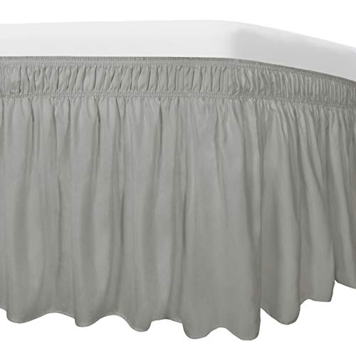 Falda de cama caída 22 pulgadas gris claro elástica ajustable 2