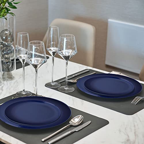 Pulote 100Pcs Blue Plastic Plates - Heavy Duty Blue Disposable Plates - Navy Disposable Plates Include 50Pcs 10.25Inch Dinner Plates & 50Pcs 7.5 Inch Dessert/Salad Plates,Idea For Wedding & Party #TOP1