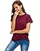 Women's Loose Fitting Tops Fashion Casual T-Shirts Comfy Twist Knot Front Tunics, Wine Red, XX-Large