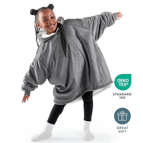 Image of Bare Home Wearable Blanket Hoodie - Soft Plush Sherpa - Warm and Cozy - Oversized Wearable Blanket