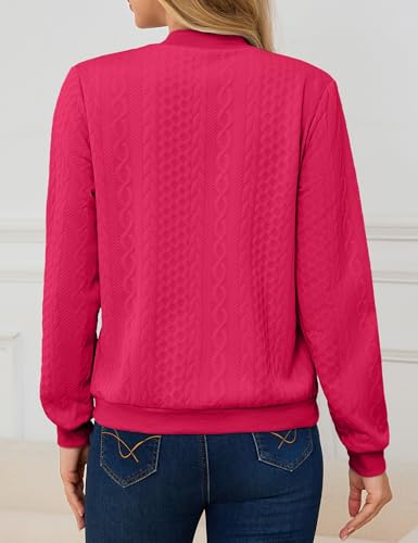 Image of Womens Full Zip Up Cardigan Sweater Casual Solid Long Sleeve Sweatshirt Coat with Pocket
