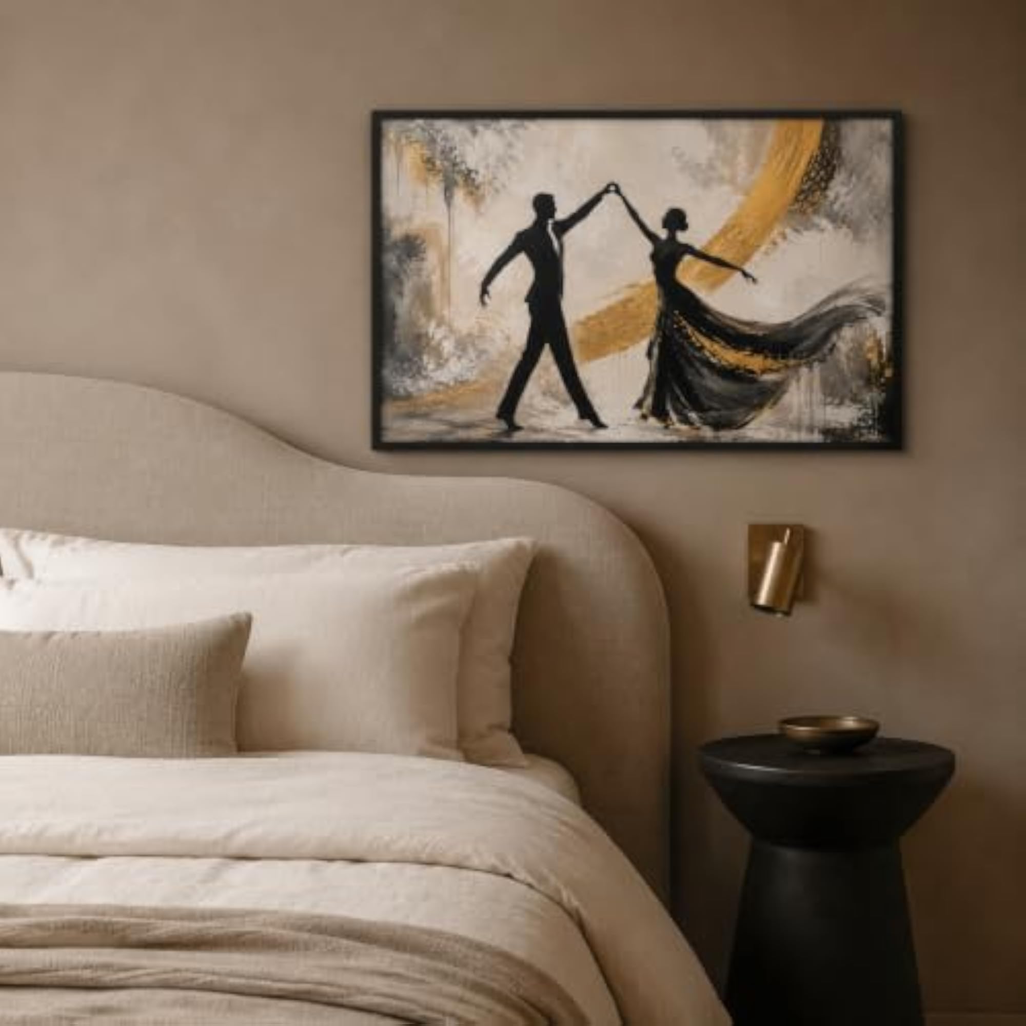 Abstract Dancing Couple Wall Art with Black Frame, 30 × 20 Inch