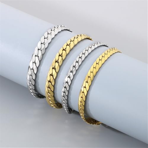 HIJONES Flat Necklace Stainless Steel Chain for Men Women Layered Collarbone Hip Hop Chain Jewelry2