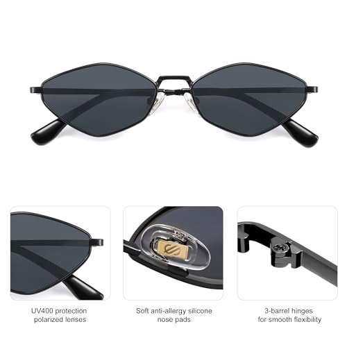 Image of SOJOS Retro Polarized Sunglasses Womens Mens Vintage Narrow Irregular Shades UV400 SJ1233